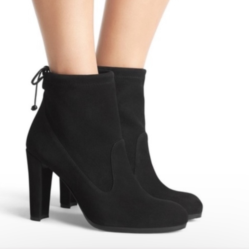 Charles David black suede tie ankle boots / size 8 1/2